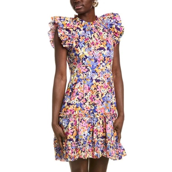 Tyler Böe Women’s Ursula 100% Cotton Floral Mini Dress Flutter Sleeve NWT $298 - Picture 1 of 15